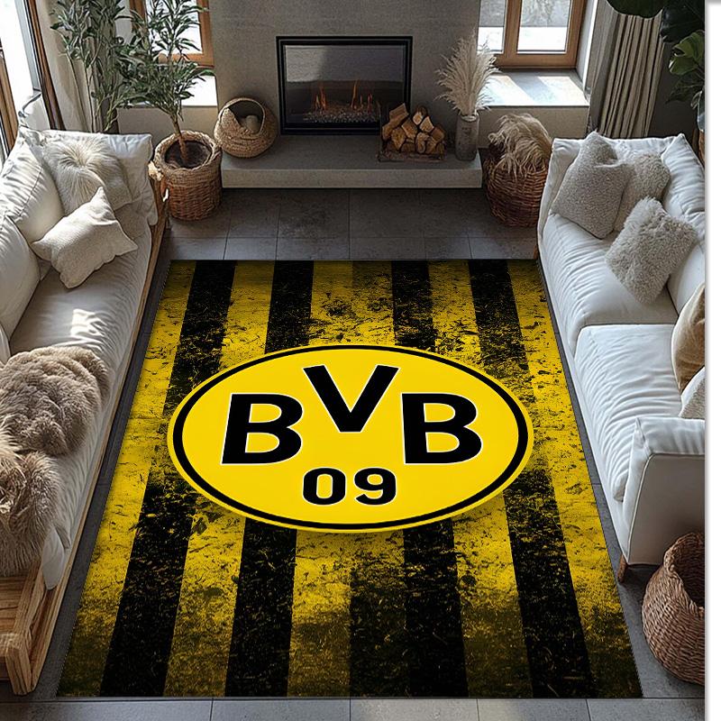 Borussia Dortmund Theme rug Soft Crystal Velvet Area Rug Non-Slip Floor Carpet for Living Room Bedroom Nursery