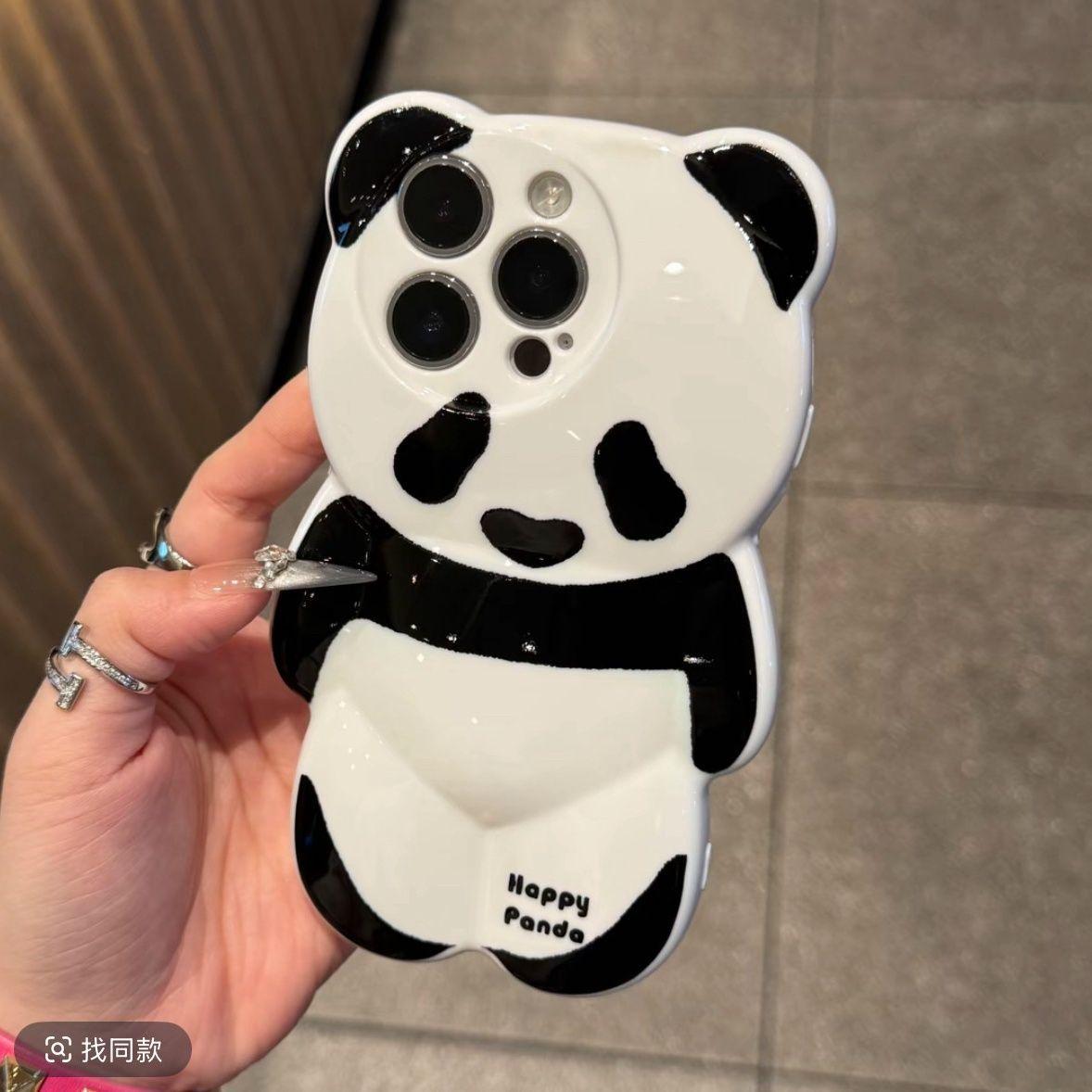 

Милый объемный медведь Подходит для Apple 16 Promax Защитная крышка Панда IPhone 15 Защитная крышка 14 Креативная 13 Apple 16PLUS