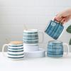 500ml Ceramiczny Kubek z Łyżeczką Japoński Ręcznie Malowany Styl Kubki Śniadaniowe Biuro Dom Filiżanka do Herbaty Kubek na Wodę Naczynia do Picia Prezenty