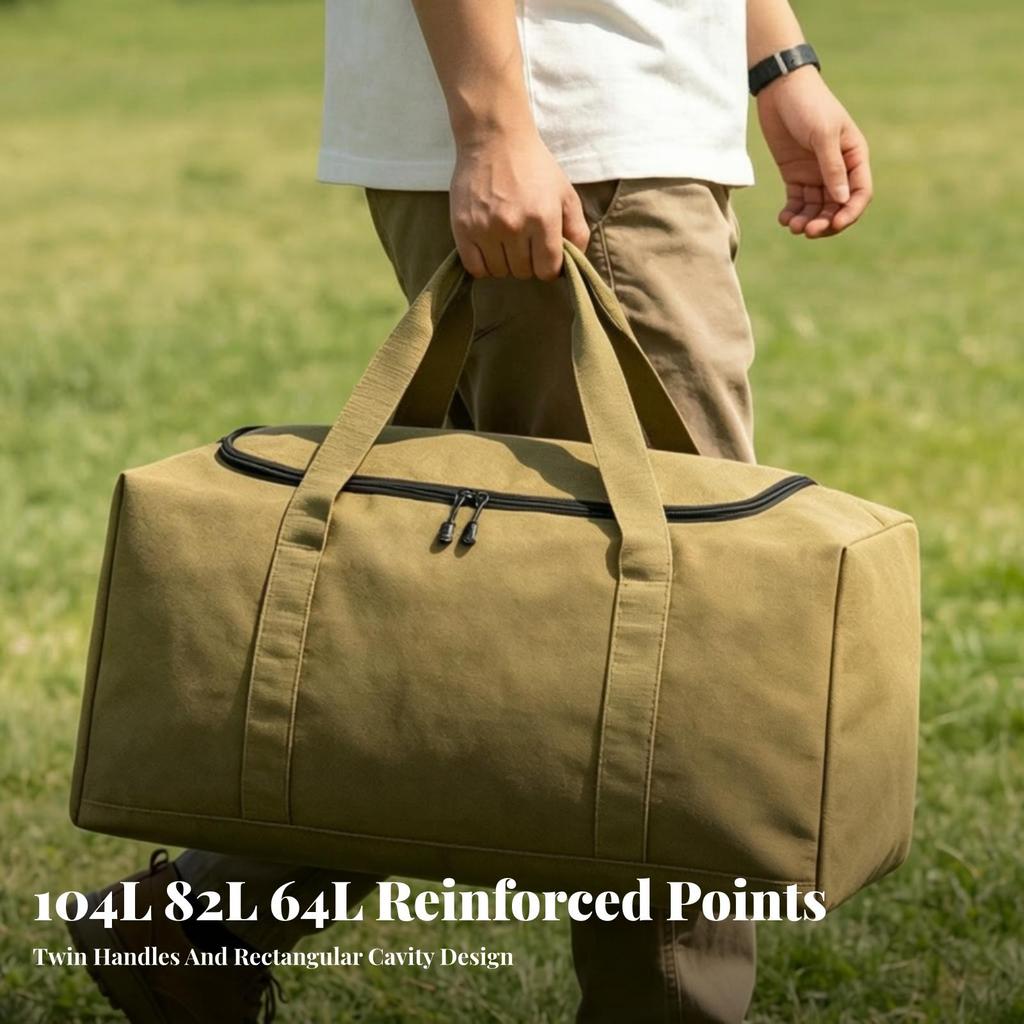 Camping Gear Organizer Spacious Canvas Storage Bag Zippered for Road Trips