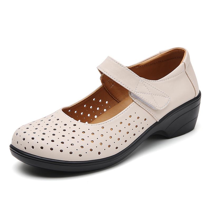 

2025 Летняя Мода Женская Обувь Полые Женские Мягкие Туфли на Высоком Каблуке Tenis Feminino Комфорт Натуральная Кожа Сандалии Большой Размер 35-43 35(22.5cm)