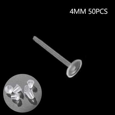 10/20/50/100Pcs Plastic Stud Earring Anti Allergy Ear Protect From Ear Hole Blockage Transparent Earrings Jewelry Parts Decor