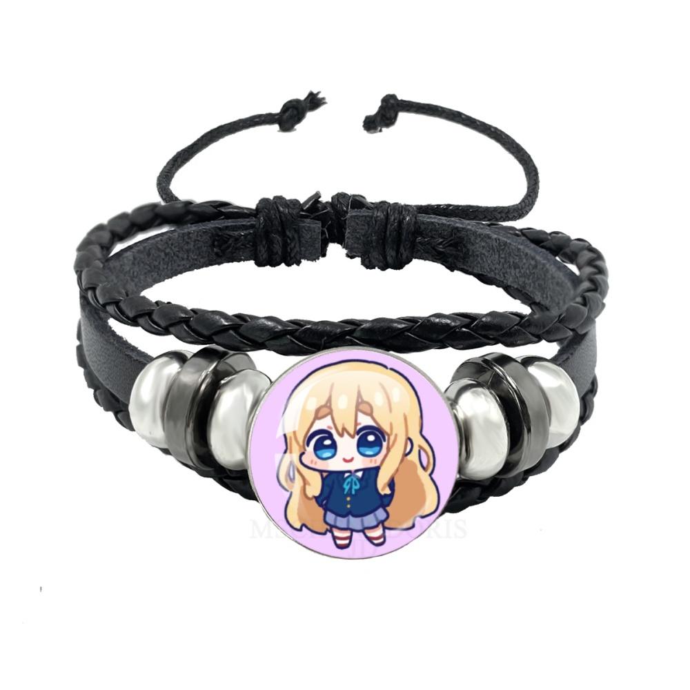 Anime K-ON Leather Bracelets Hirasawa Yui Akiyama Mio Tainaka Ritsu Multilayer Braided Black Bracelet Bangles Jewelry Gift