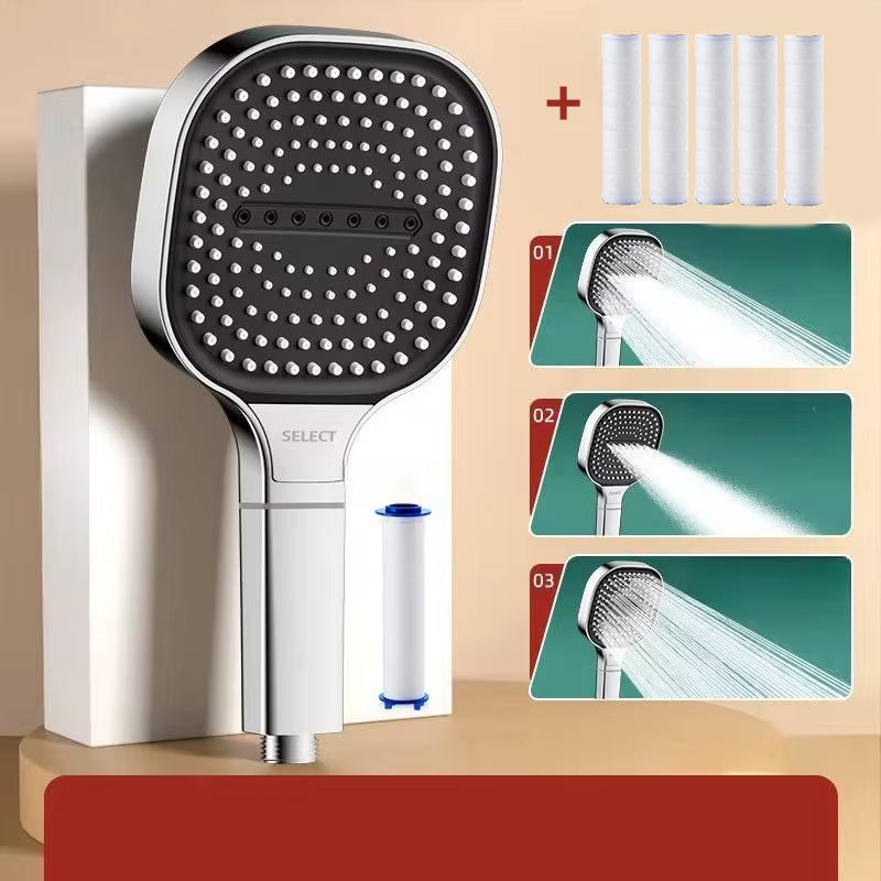 13cm Large Panel Shower Head Adjustable 3 Modes High Pressure Massage Shower Head Filter Element Bathroom Accessories Tools