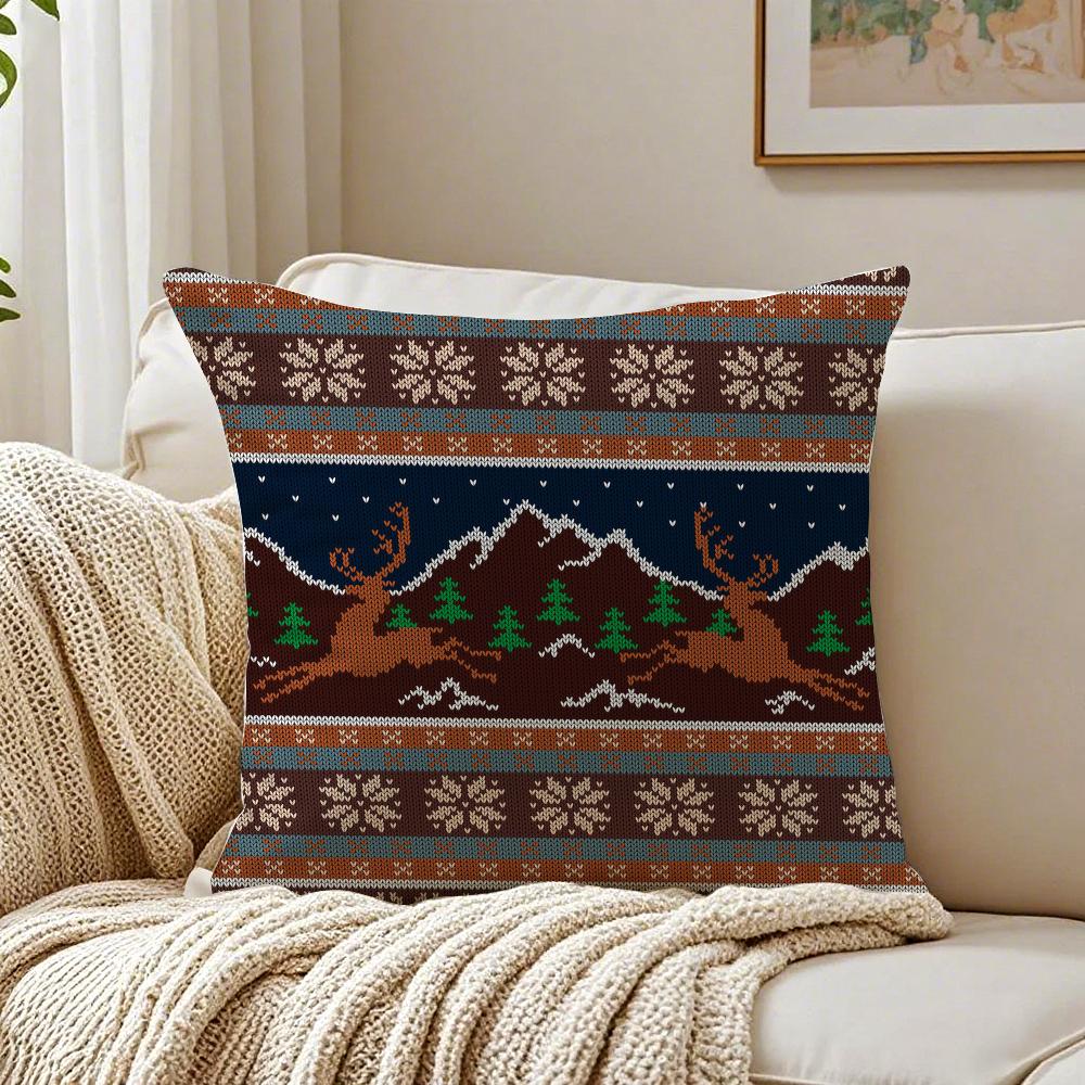 Klassische Strick-Britisches Muster FFair Isle Kissenbezug Kissenhülle Staubmilbenfrei Wohnzimmer Sofa Dekor Kissen Raum