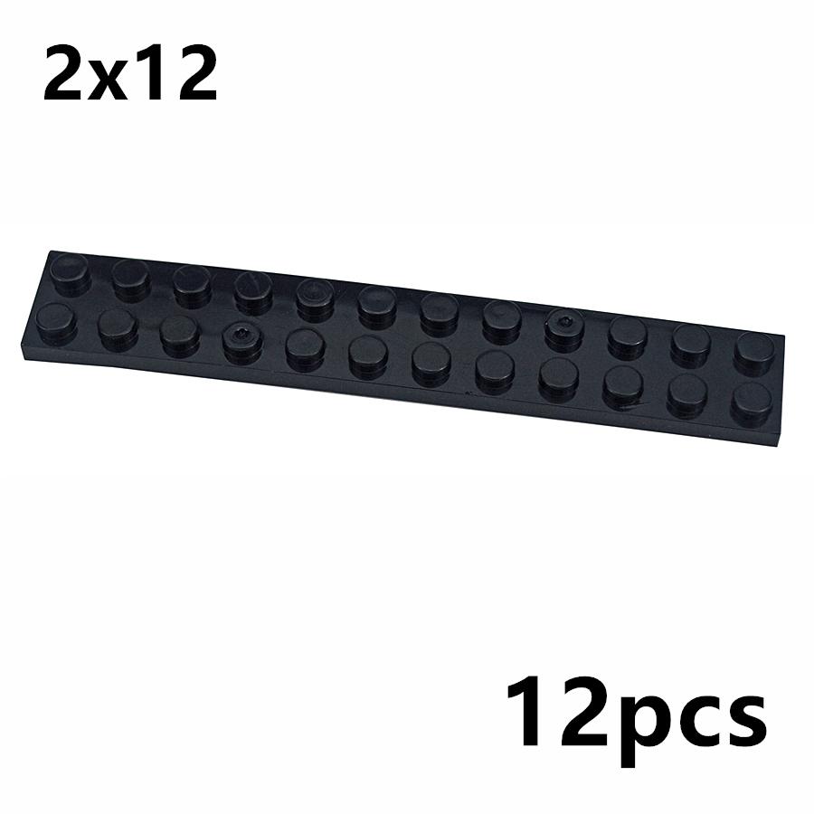 12Pcs Thin Long Plate 2x12 Dots DIY Building Blocks Figures Color Educational Creative Size Bricks Toys Compatible With 2455