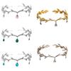 Foglie Diadema Elfo Diadema Strass Fascia Stile Vintage Corona Fatata Donna