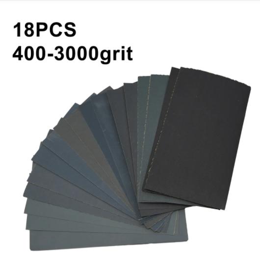 18pcs/Set Sandpaper 400,600,800,1000,1200,1500,2000,2500,3000 Grit  Sandpaper Wet / Dry Sanding Paper Abrasive Polishing Tools