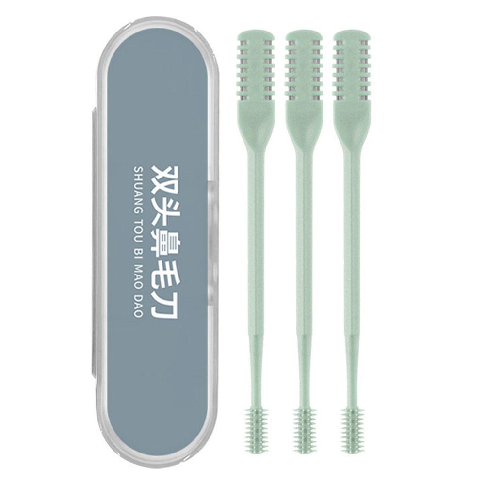 3Pcs Dual Head Nose Hair Trimmer Manual Nasal Cleaner Unisex Portable Nostril Grooming Tool