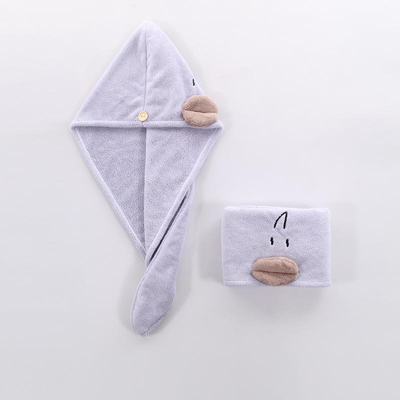 High-density Coral Velvet Parent-child Dry Hair Cap Cartoon Embroidered Dry Hair Cap Bath Cap Headband