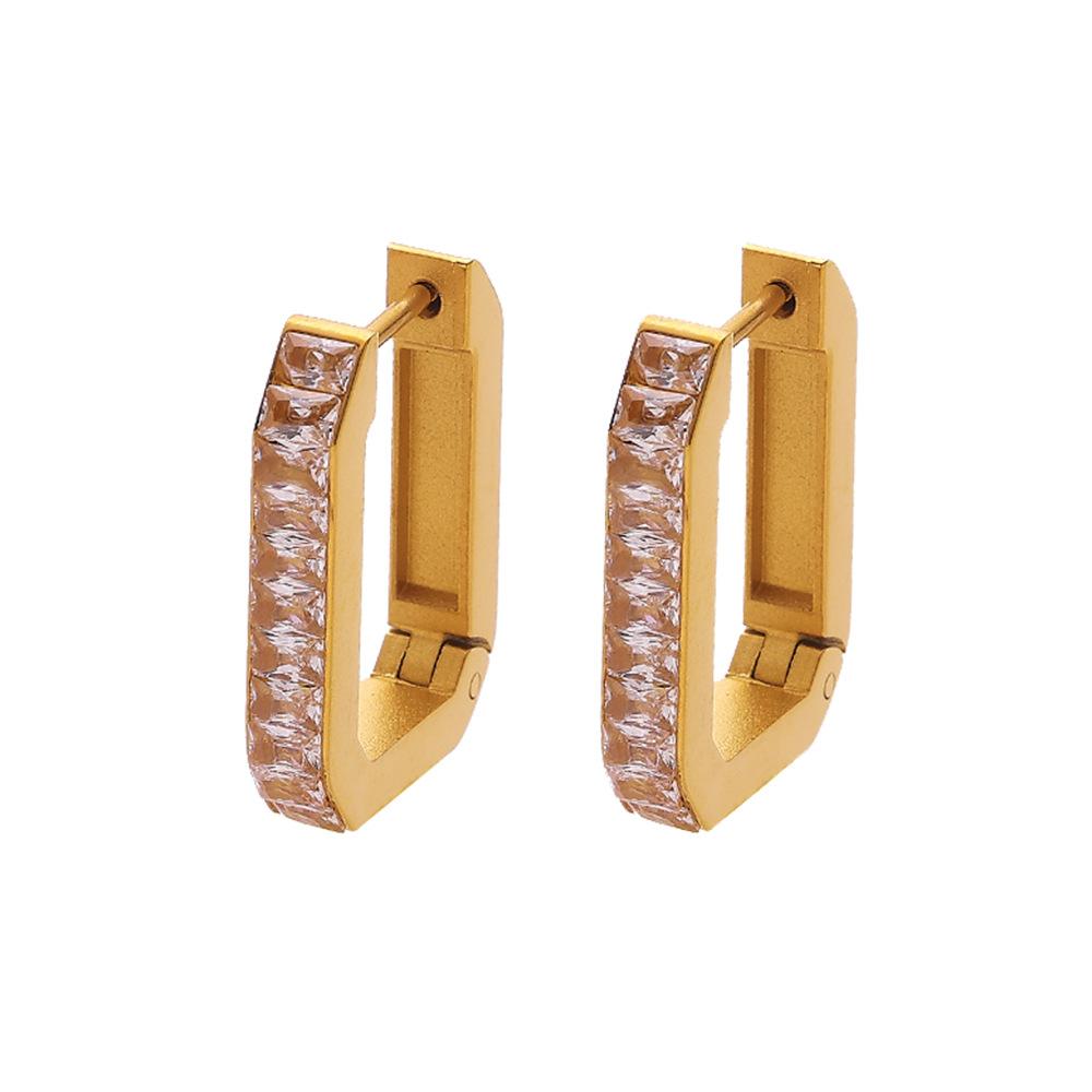 Modische Ohrringe mit Diamanten für Damen, Hochwertige, leichte Luxus-Quadratische Ohrringe mit farbigem Zirkon, vielseitig