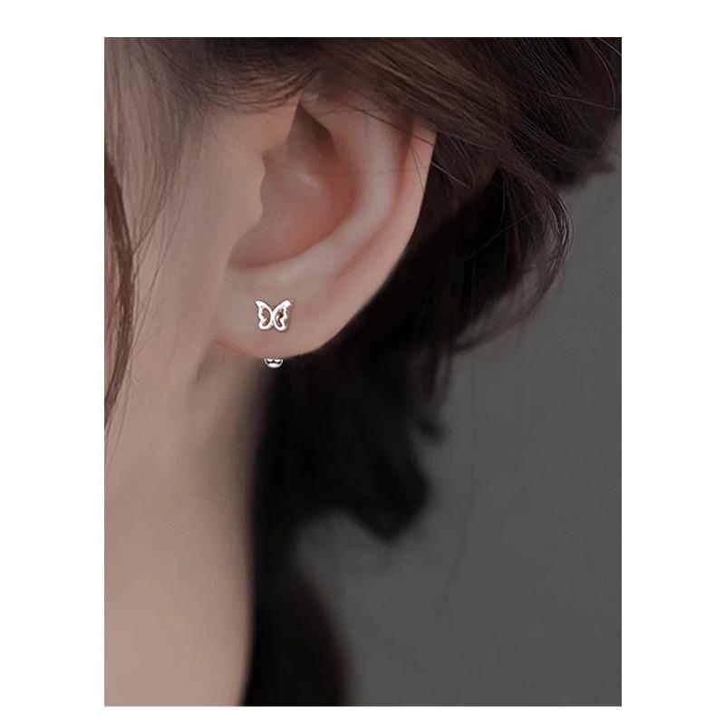 Hollow Butterfly Screw Buckle Stud Earrings For Women Sweet Minimalist Delicate Ear Jewelry