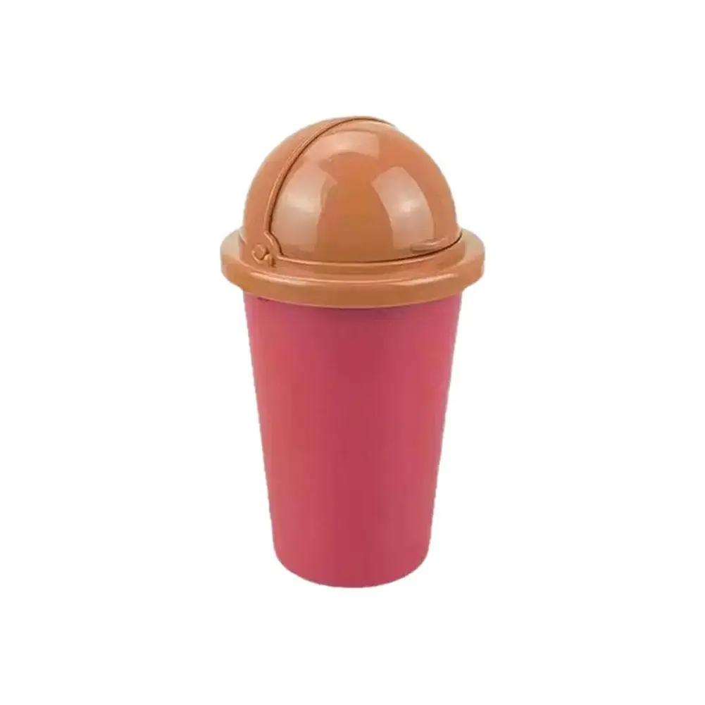 Universal Portable Car Trash Can Cute Mini Automotive Leakproof Vehicle Trash Bin With Swing Lid For Car Office Desktop F4T7