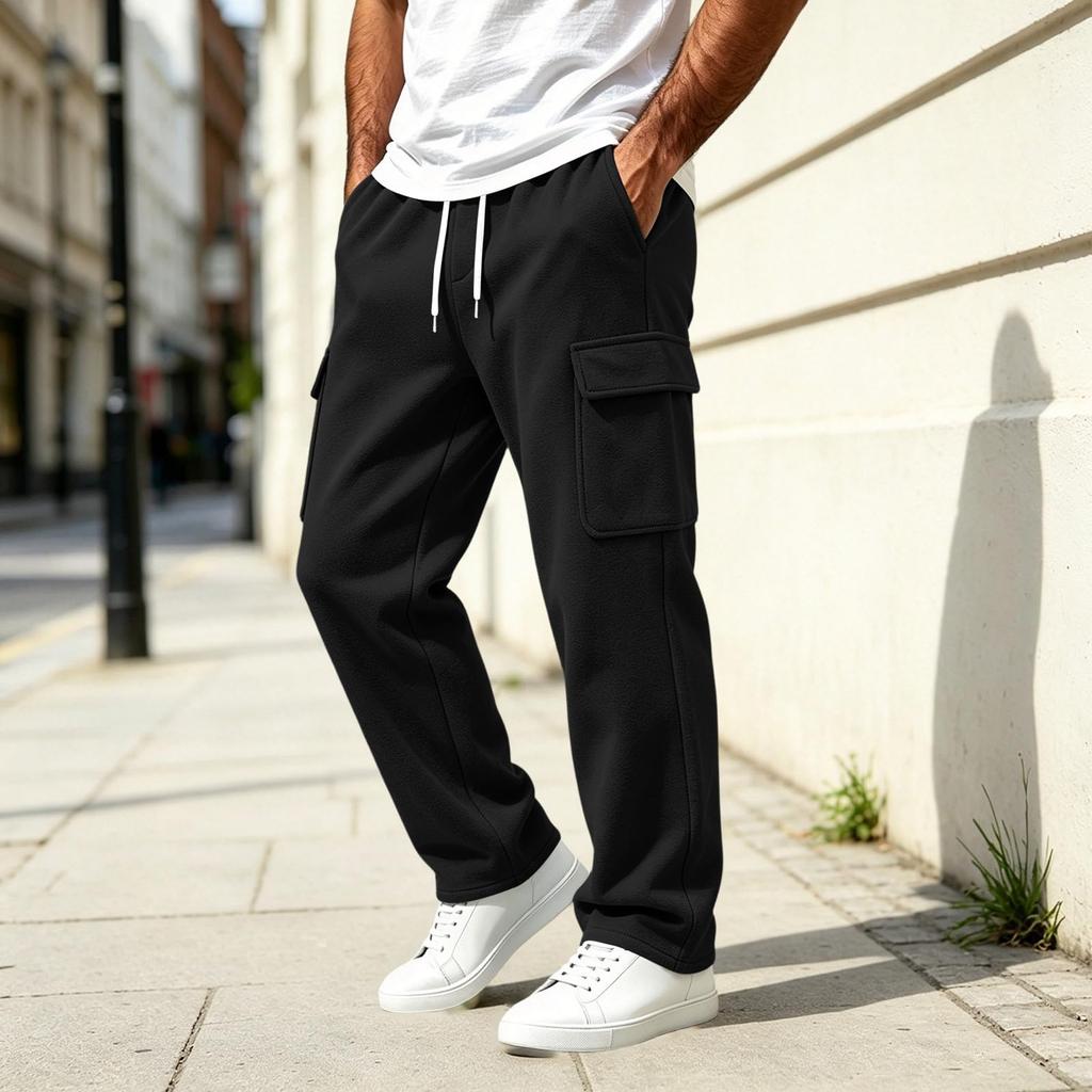 Men's Casual Color Straight Leg Sweatpants with Elastic Waist for Everyday Wear