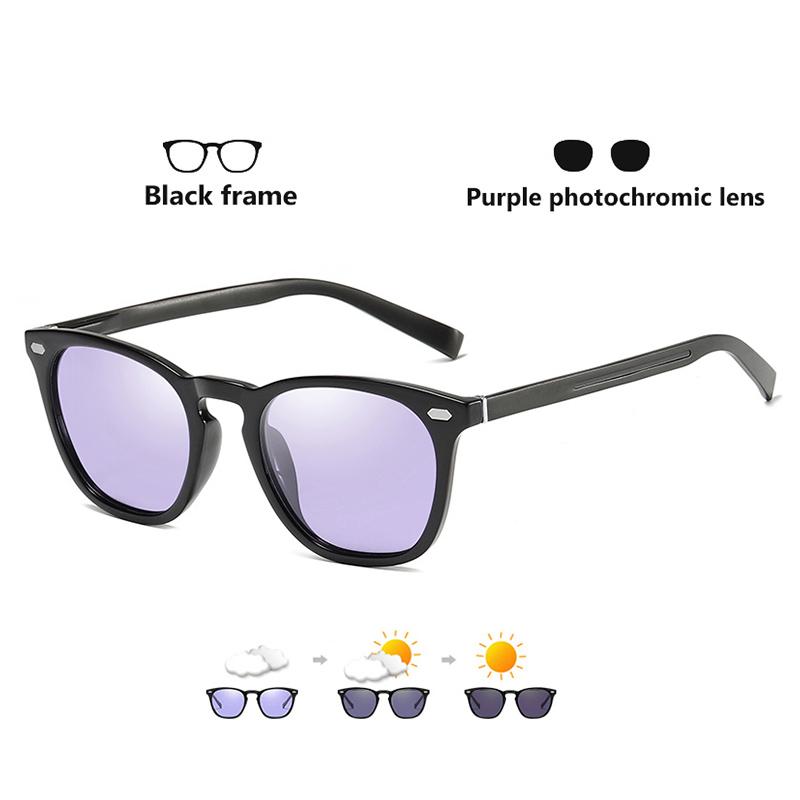 LIOUMO Design Men Women Classic Retro Rivet Photochromic Polarized Sunglasses UV400 Protection Driving Goggles gafas de sol Photochromic чёрно-фиолетовый
