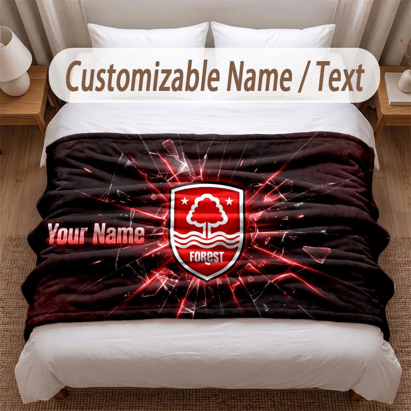 Nottingham Forest Printed Flannel Blanket Custom Name Text Soft Warm Throw For Bedroom Holiday Gift