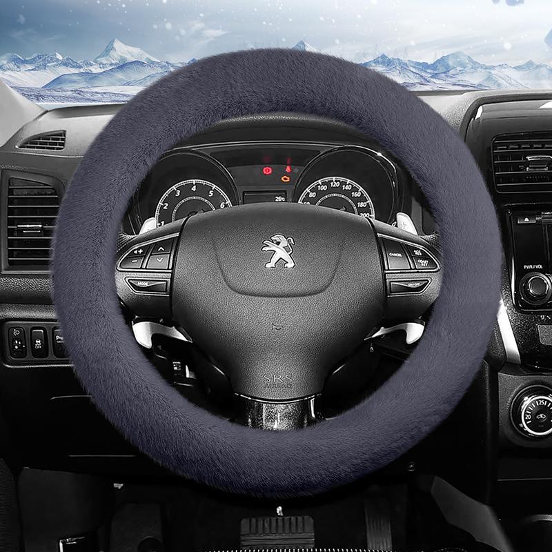 Suitable for Peugeot Long Plush Steering Wheel Cover, Fashionable Autumn and Winter Warm Non-Slip Protective Cover 208 2008 308 508 5008 408 4008