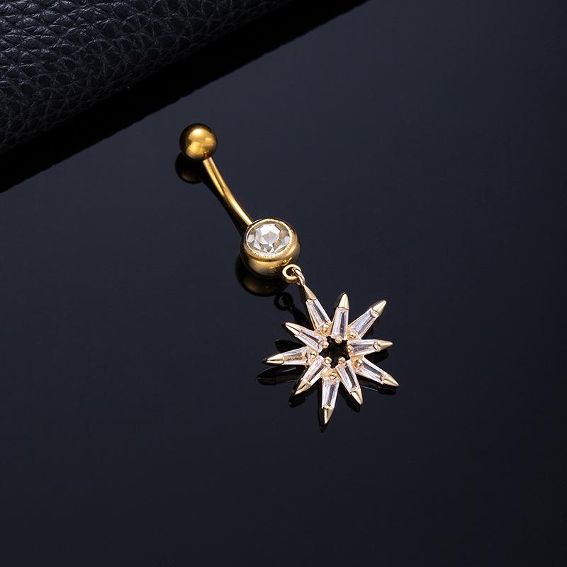 Piercing per Ombelico Microstone Chiodi per Ombelico Vento Farfalla Amore Anello per Ombelico Stella Luna Fiore Femminile Fibbia per Ombelico