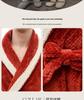 Autumn/Winter Unisex Plus Size Pineapple Plaid Fleece Bathrobe