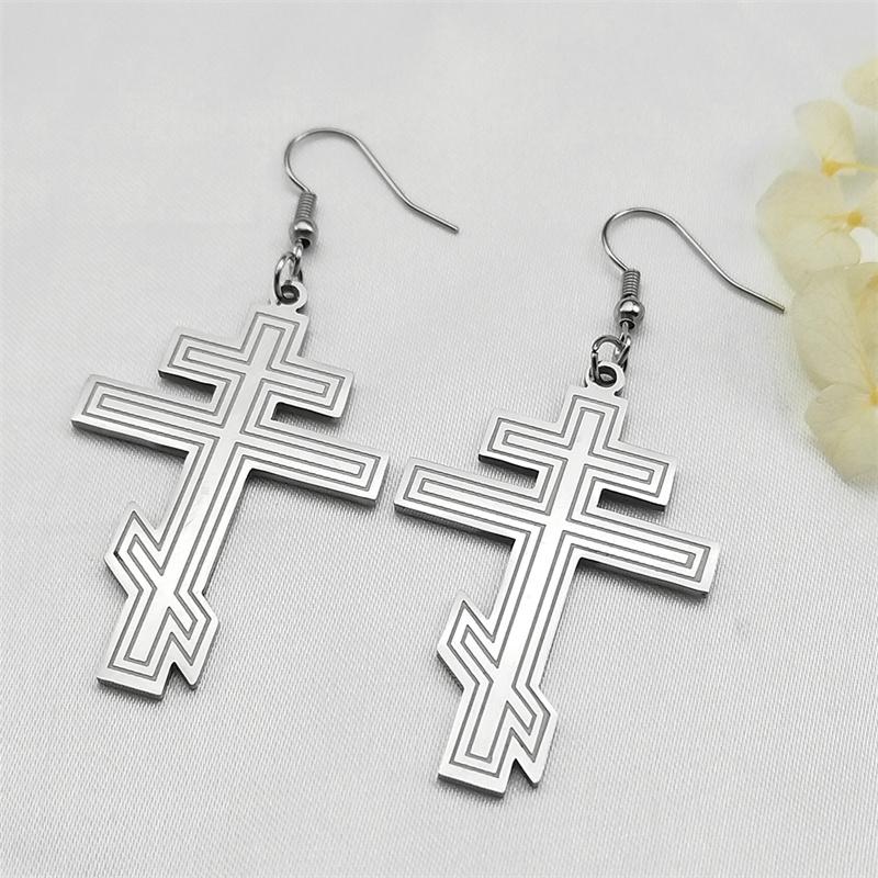 Hip Hop Stainless Steel Orthodox Hoop Earrings for Women Faith Christ Amulet Dangle Earring Classic Religious Jewelry Gifts 8449