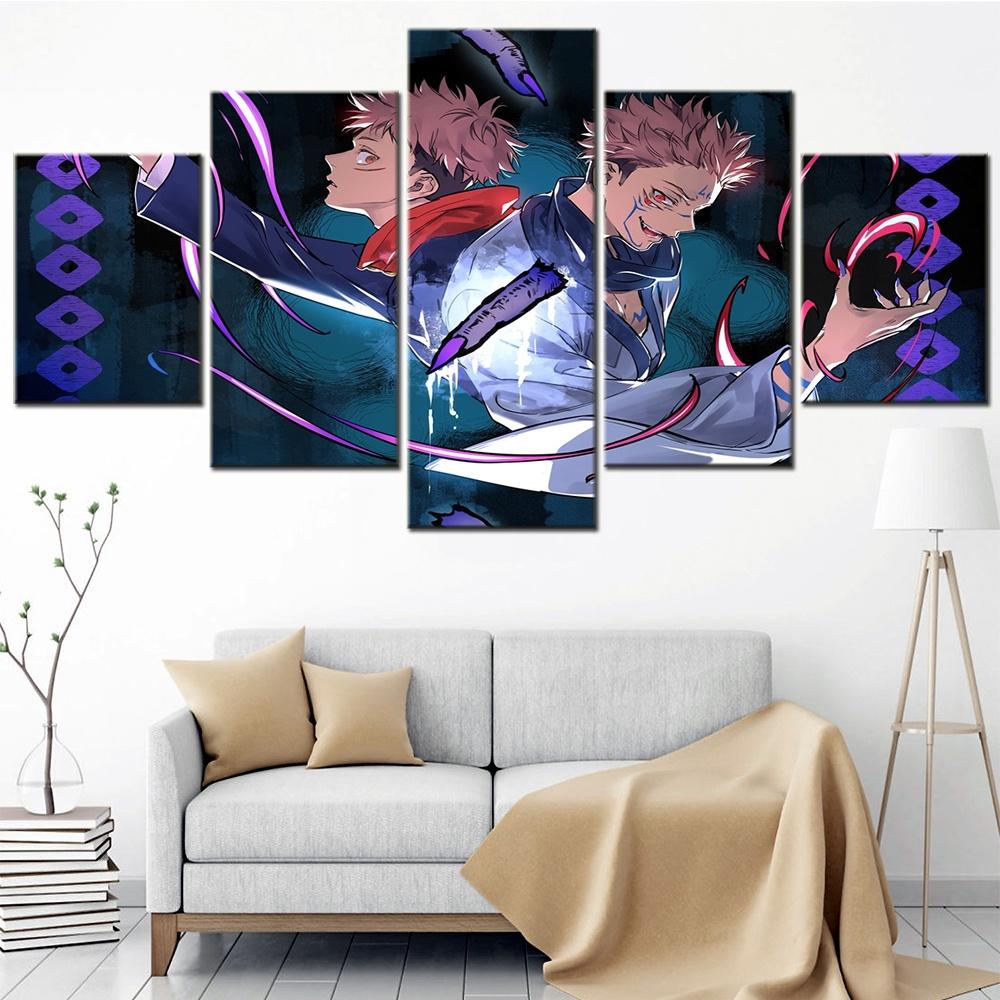 5 Pieces Canvas Wall Arts Animation Poster Painting Jujutsu Kaisen Series-3 Home Decor Wallpaper Picture Print Living Room Mural