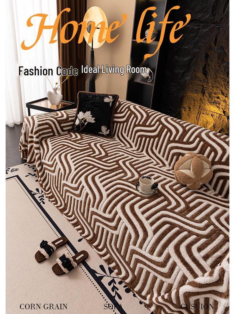 Winter Thickened Non-slip Sofa Cover – Cat Scratch Resistant & Dustproof Plush Blanket