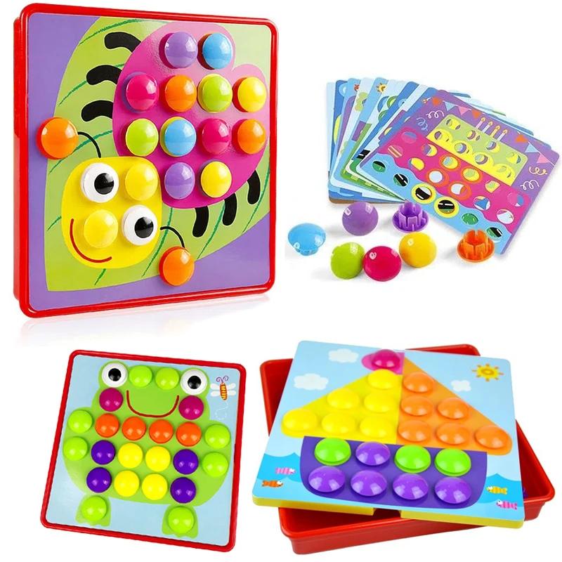Novo cogumelo prego diy dos desenhos animados brinquedos artesanais montessori brinquedos educativos das crianças jogo de quebra-cabeça 3d inteligente presentes de tabuleiro