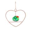 Heart-Shaped Hummingbird Feeder Hanging Water Feeder with Perch Colorful Glass Bottle Wire Frame Hummingbird Feeder for Porch Yard Garden Outdoor