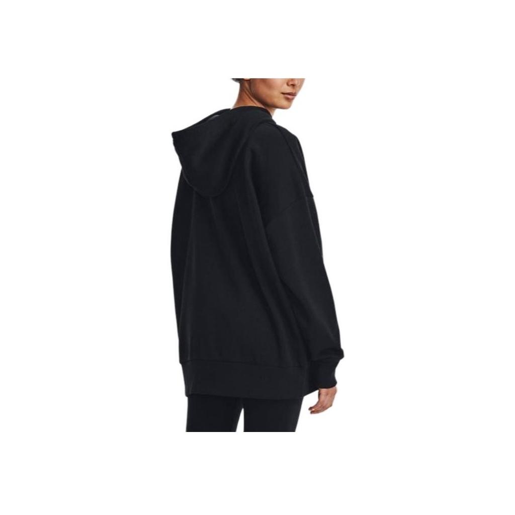Under Armour Solid Loose Casual Hooded Long Sleeve Sweatshirt Women Sweatshirt Black 1379493-001