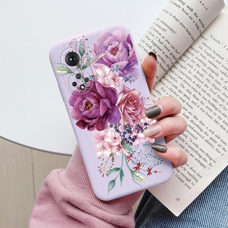 Flowers Funda For Honor 50 Capa Huawei Nova 9 Phone Case Soft Silicone Cute Cat Bear Back Cover For Honor X6a X6b X6c TPU Bumper