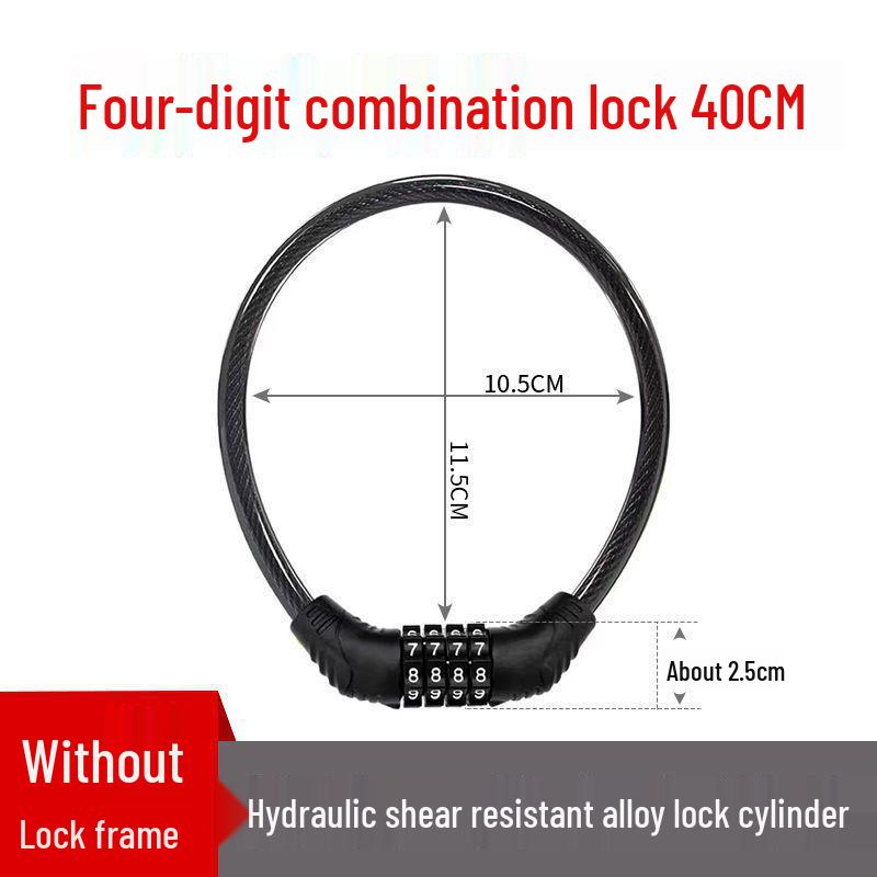 Waterproof Anti-theft Steel Cable Lock for Motorcycles, E-Bikes, and Helmets