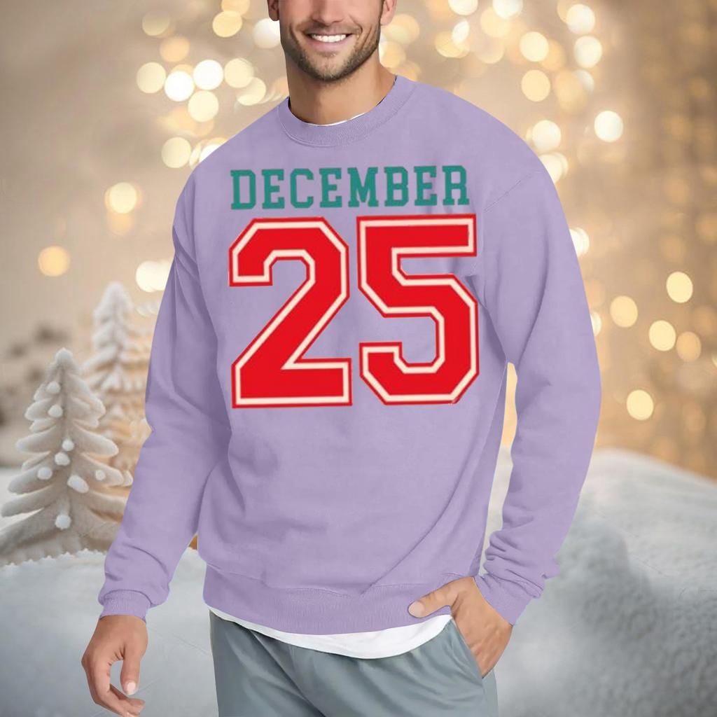 Christmas Print Loose Fit Round Neck Sweatshirt For Men