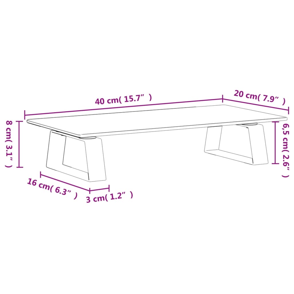 Vidaxl Podstawka Pod Monitor, Czarna, 40X20X8 Cm, Szkło I Metal