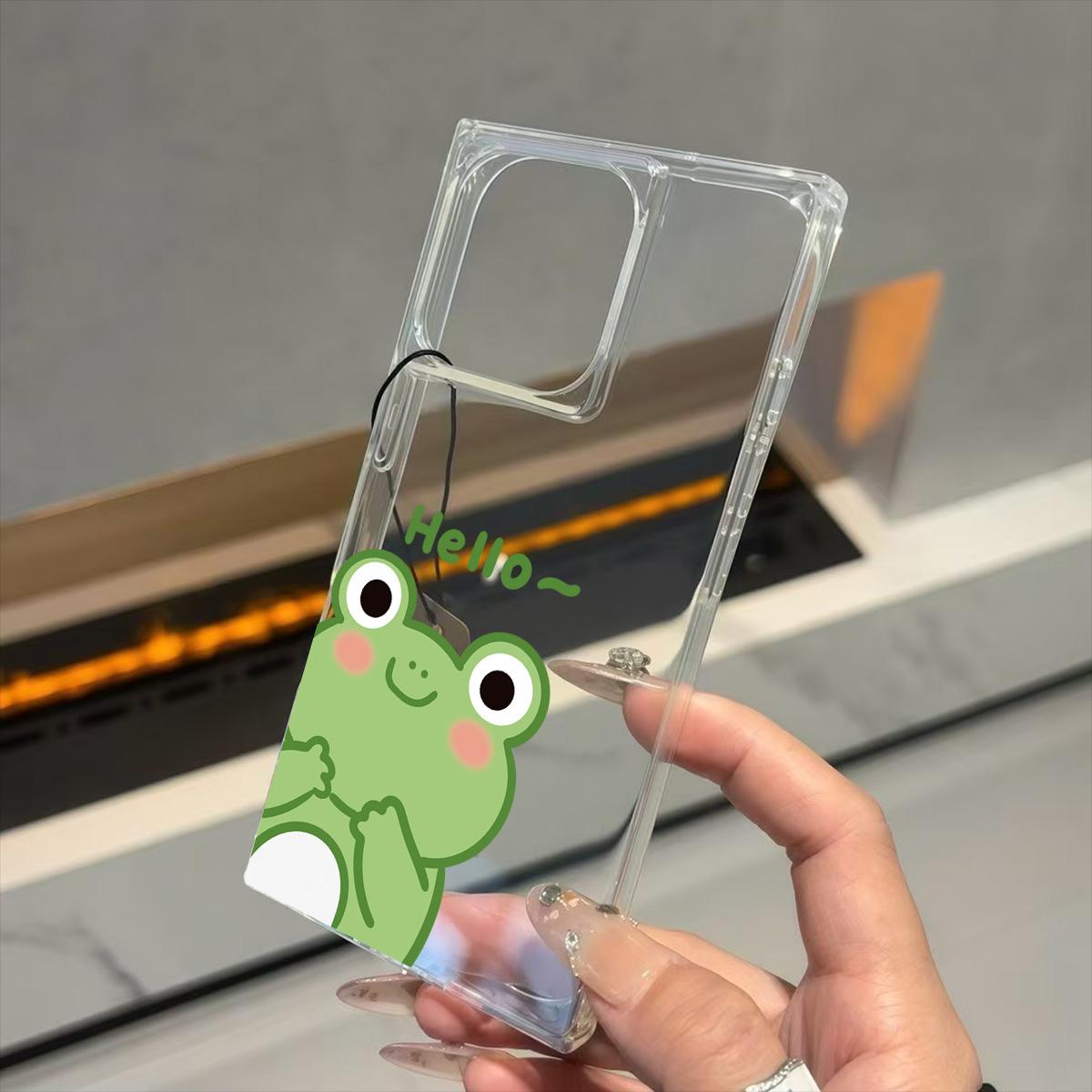 

Clear Square Back Tube Case Protection For iPhone 16 ProMax 13 15 Plus 14 Pro Max 12 11 Anti-Oxygen,Hello Frog Pattern Casing iphone 11 ProMax