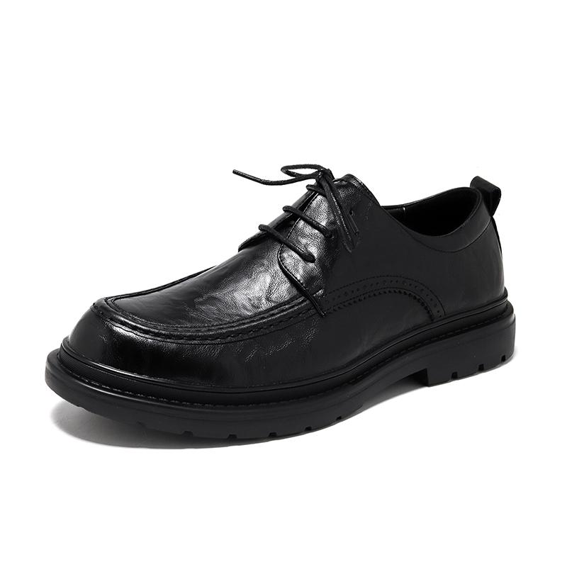 New Lace-Up Oxford Shoes Men'S Comfortable Genuine Leather British Thick-Soled Business Leather Shoes For Spring