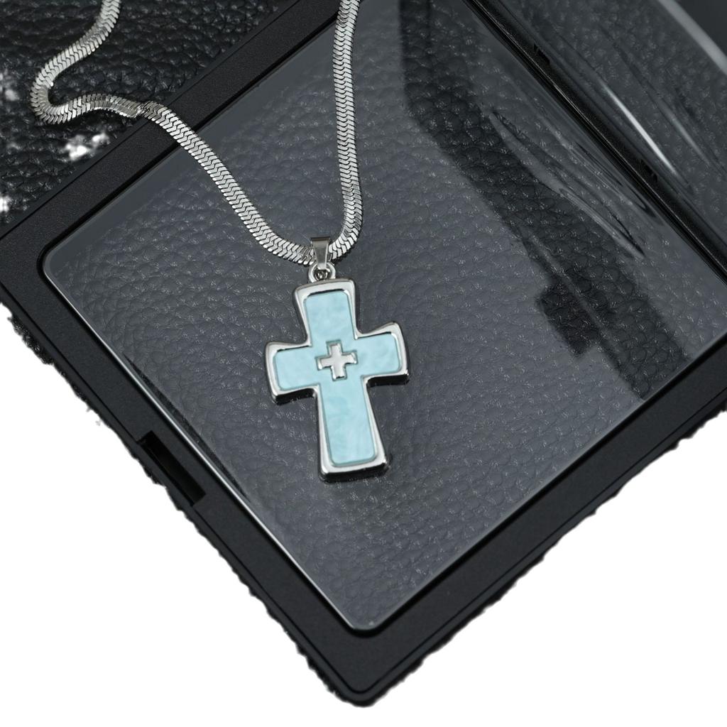 Dulce Cool Dopamină Pandantiv Dublu Cruce Colier Lanț Lamă Femeie Toamnă Design Oțel Titan Versatil Lanț Claviculă