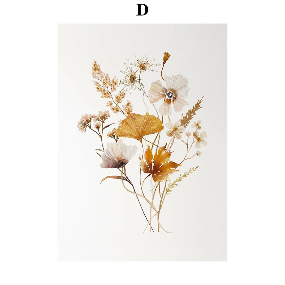 Boho Floral Artwork Watercolor Botanical Print Wildflowers Bouquet Wall Art Canvas Painting Nordic Poster Home Living Room Decor