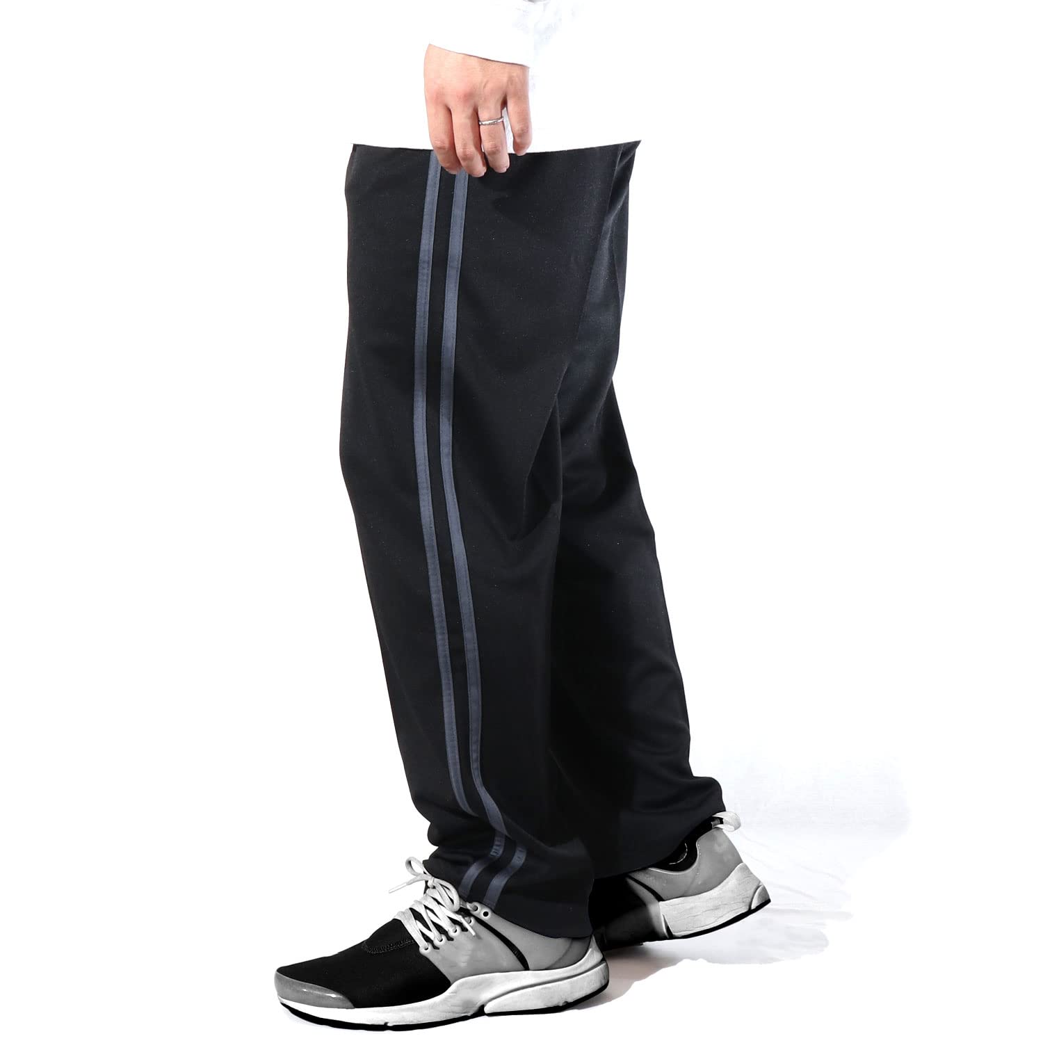 

Stayland Straight Jersey Solid Color with Side Stripes x Size Men s Pants, Long, (Black Charcoal, LL)