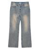 PARTIMENTO [14Oz] Straight Flare Denim Pants Dusty Blue