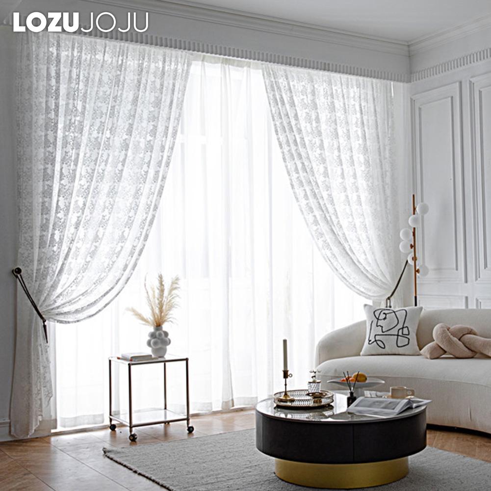 1PC LOZUJOJU White Lace Knitted Small Floral Chiffon Curtain for Living Room Bedroom Balcony Home Decor