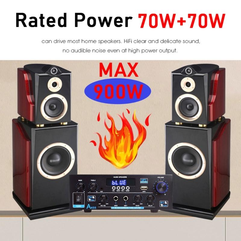 High Power 70Wx2 Digital Voice Amplifiers Receiver with Bluetooth-compatible 5.0 for Home Speaker Systems