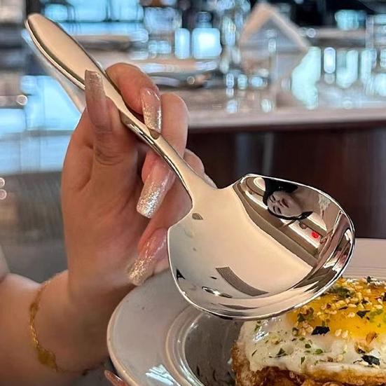 1/2Pcs Stainless Steel Spoon Ergonomic Handle Mirror Polished Design Fruit Spoon
