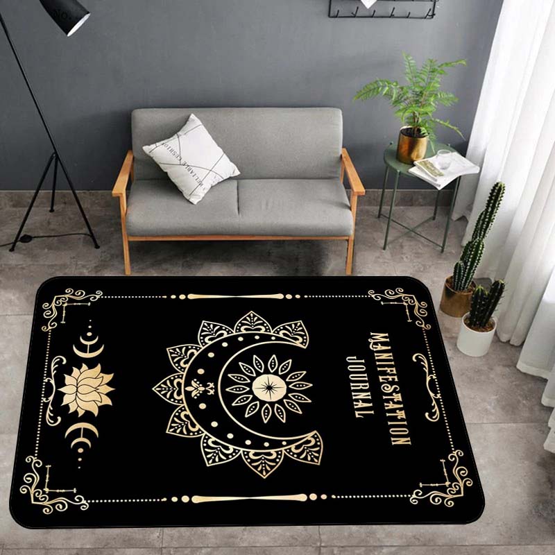 Moon Magic Witch Journal Carpet 3D Printed Big Carpet Celestial Boho Tarot Mat Living Room Bathroom Mat Anti-slip