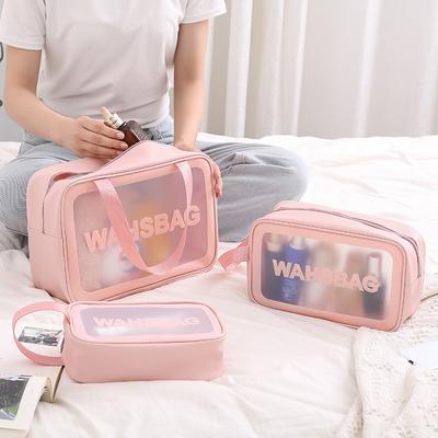 Transparente PVC Damen Kosmetiktasche Wasserdicht Reise Toilettenartikel Aufbewahrung Organisieren PU Make-up Tasche Weibliche Waschtasche Handtasche