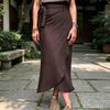 Women Skirt, High Waist Large Hem Midi Skirt, Irregular Split Slimming Skirt for Work Leisure Daily Wear Beach Travel Parties
