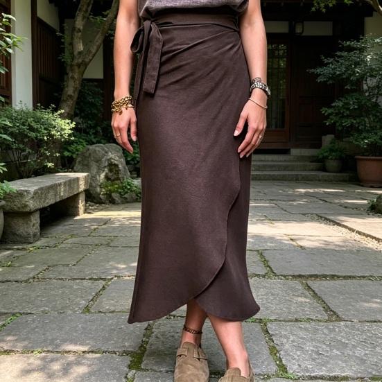 Women Skirt, High Waist Large Hem Midi Skirt, Irregular Split Slimming Skirt for Work Leisure Daily Wear Beach Travel Parties