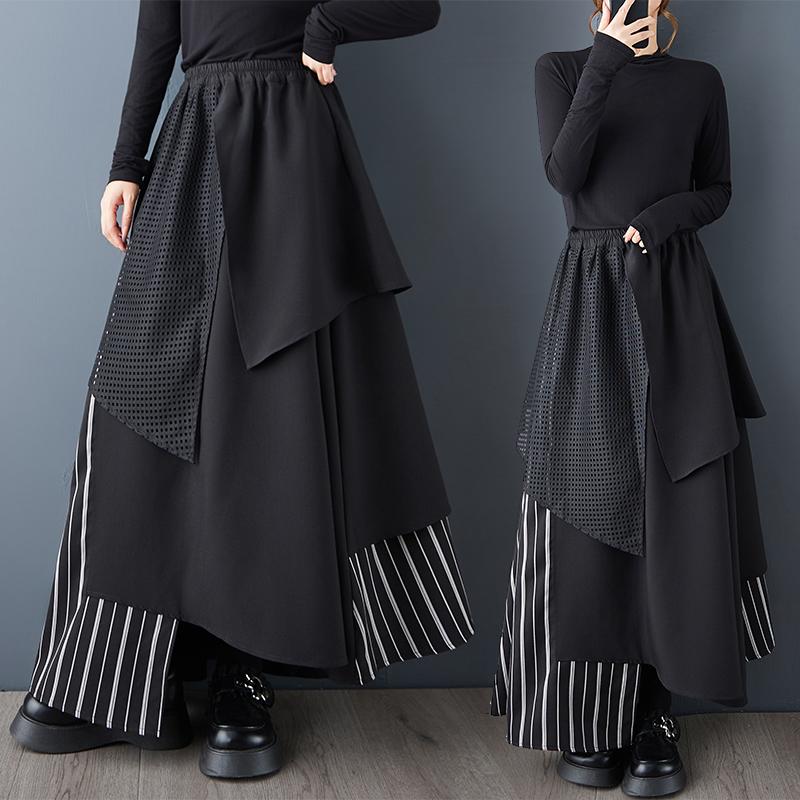 

DIMANAF 2025 Большой размер Осень Зима Женские Длинные Юбки Мода Леди Эластичная Талия Брюки Одежда Большого Размера One size чёрный