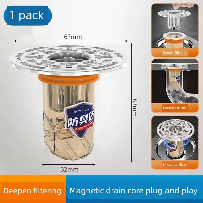 Floor Drain Deodorizer Bathroom Sewer Pipe Filter Net Universal Anti-Odor Cover Sealing Core Gadget