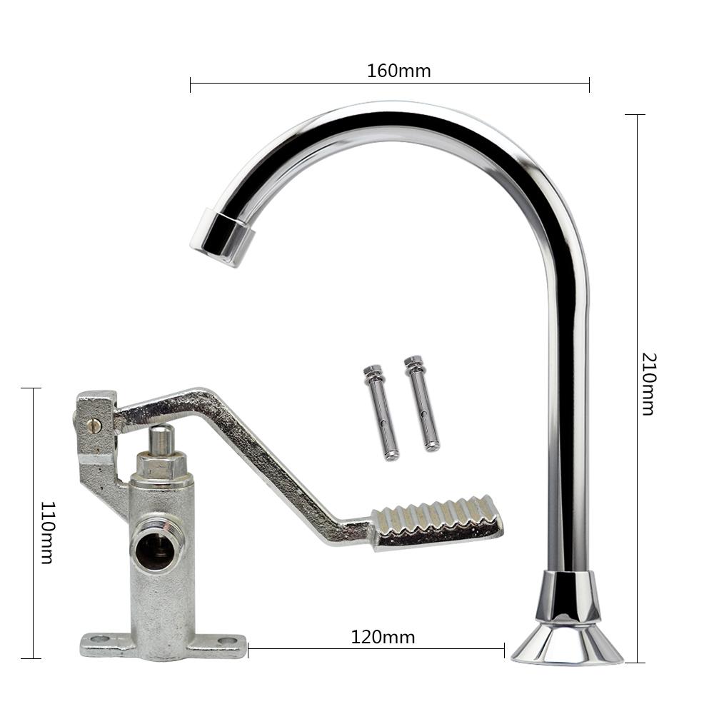 MCBKRPDIO Brass Foot Control Foot Pedal/operated Cold Water Faucet Tap Bathroom Accessories (as the picture,Scrub)