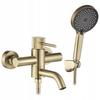 Brushed Gold Bathtub Faucet with Stripe Gold Brush Milled Spout